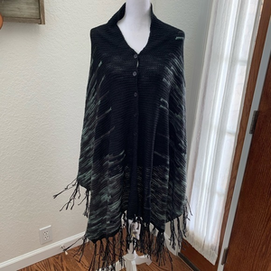 Lularoe Mimi‎ sweater cape cardigan gray black NWT